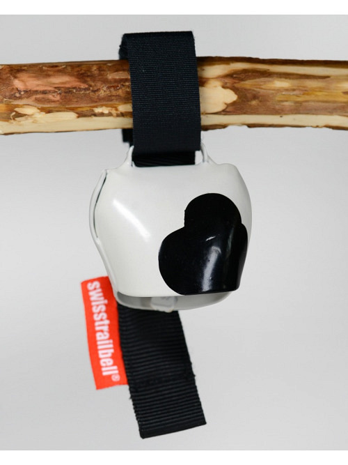swisstrailbell Bikeglocke handbemalt mit Kuhfell Band schwarz